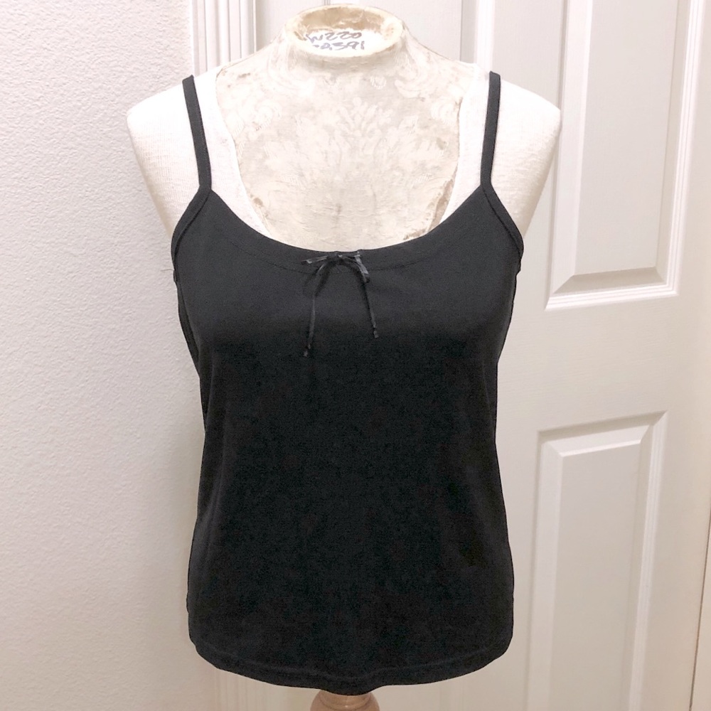 Vtg Gap Black Jersey Knit Spaghetti Strap Cami - L